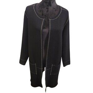Elena Wang Black Open Front Cardigan Size XL